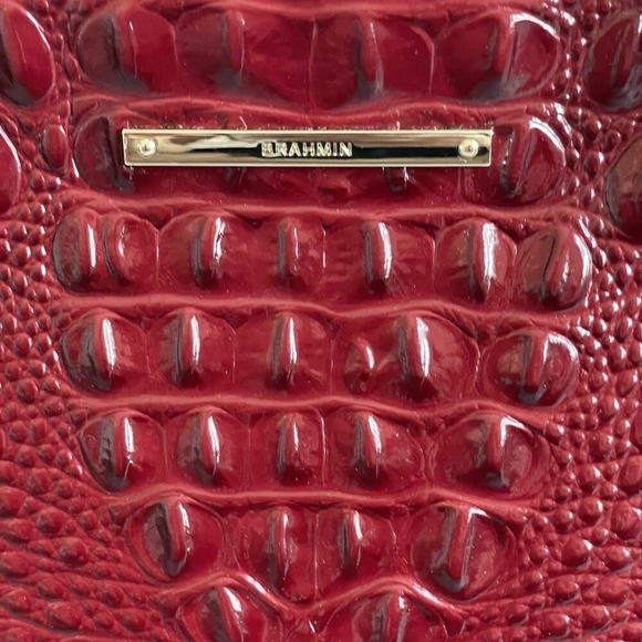 Brahmin Paris Croc Embossed Leather Shoulder Tote Bag Cherry Red Large Excellent - Picture 10 of 12